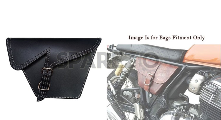 Royal Enfield GT Continental and Interceptor 650 Side Panel Bag Black Genuine Leather - SPAREZO